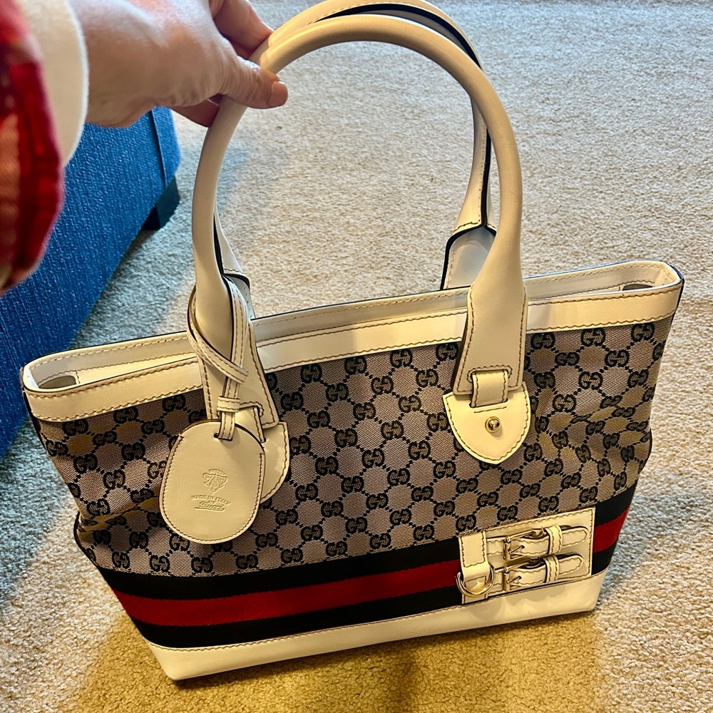 Gucci canvas and leather handbag
